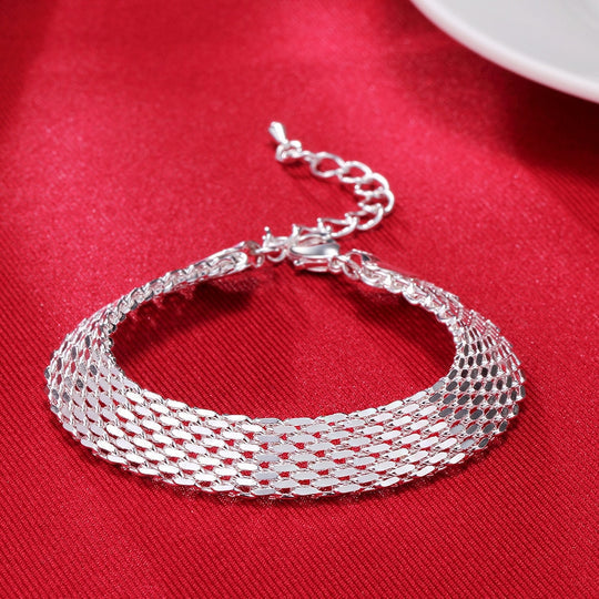 Pulsera de Plata con Cadena de Tejido