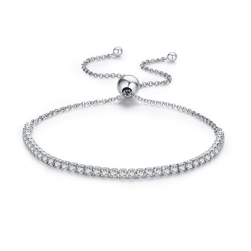 Pulsera Regulable Trendy con Circonitas en Plata