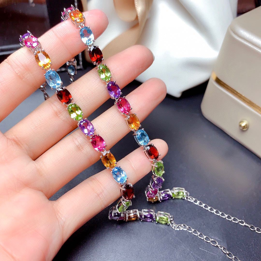 Pulsera de Circonitas de Colores de Plata