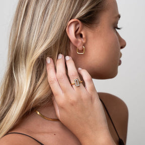 Pendientes de Aro Cuadrados Chapados en Oro de 18K