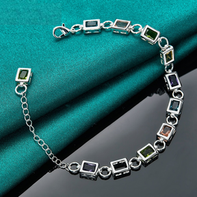 Pulsera de Cristales de Colores de Plata